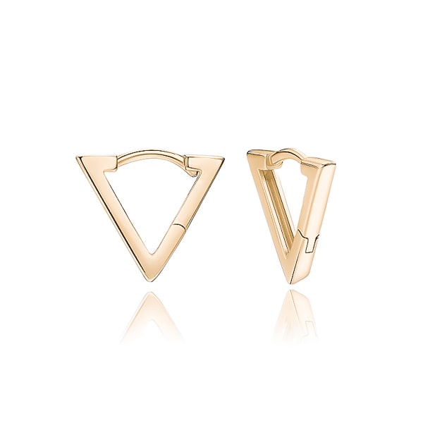 Gold triangle huggie hoop earrings