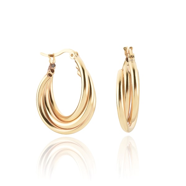 Gold triple twist hoop earrings