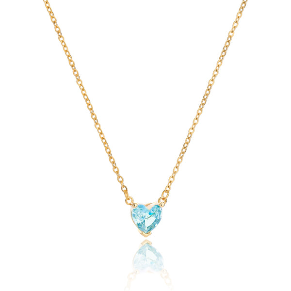 Gold turquoise crystal heart necklace