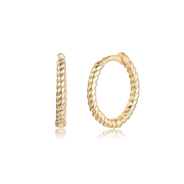 Gold twist huggie hoop earrings