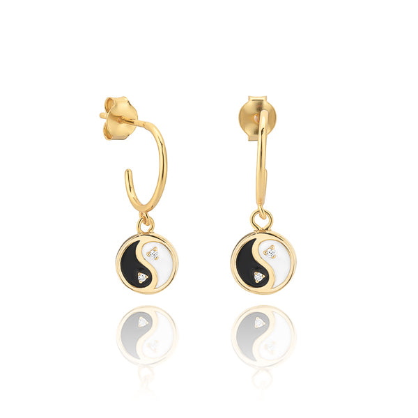 Gold yin yang earrings