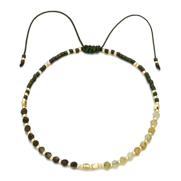 Green and gold small beaded bracelet