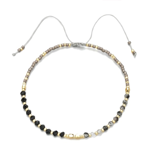 Grey and gold small beaded bracelet
