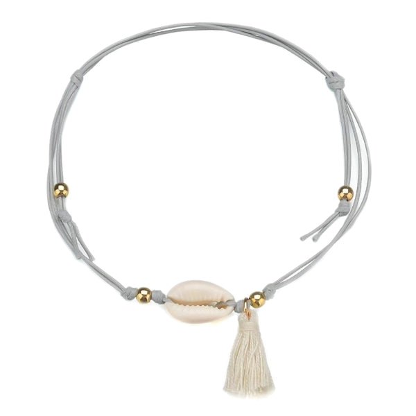 Classy Women Grey Tassel Seashell Anklet