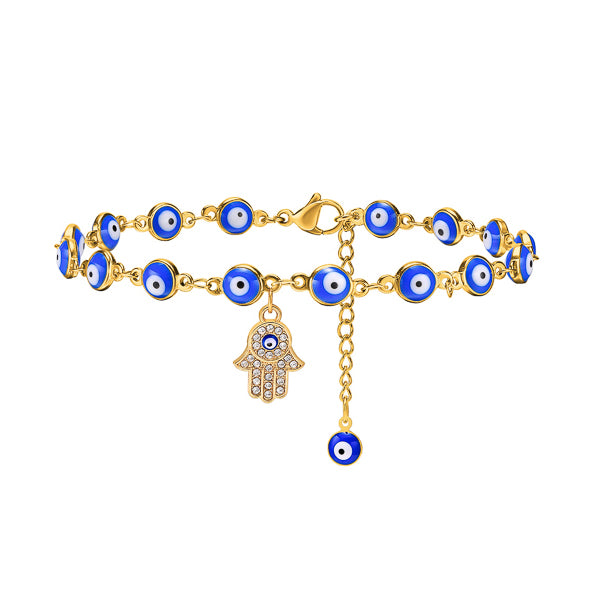 Hamsa hand charm anklet