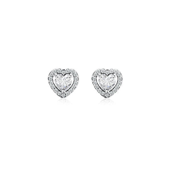 Heart cubic zirconia halo stud earrings