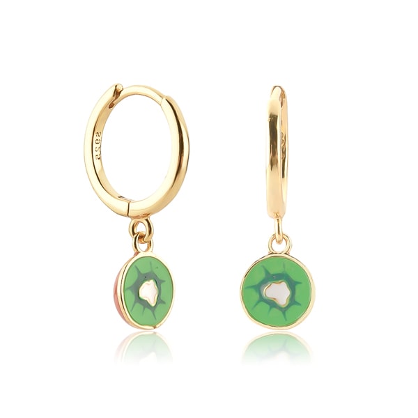 Kiwi mini hoop drop earrings