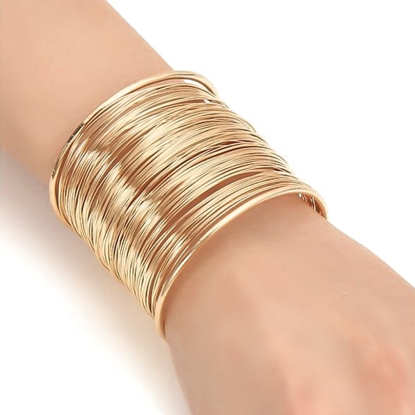Large gold wire cuff bracelet