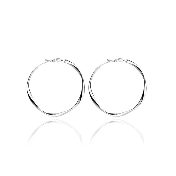 Large irregular silver hoop earrings