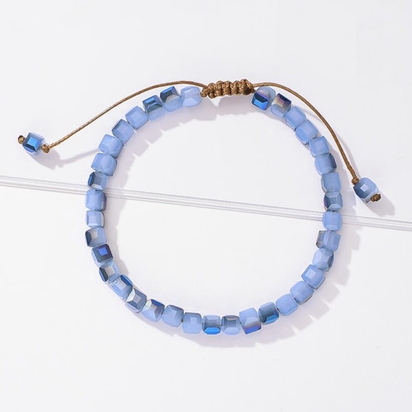 Handmade bracelet with lavender blue square crystal beads