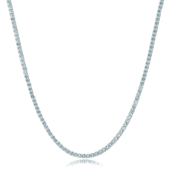Silver light blue tennis choker necklace