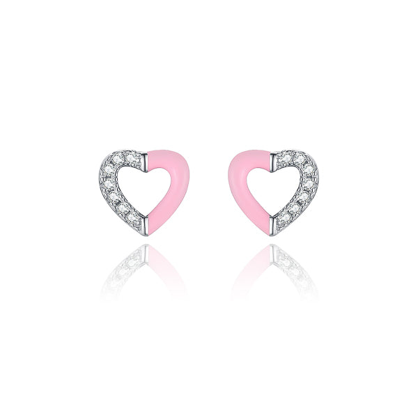 Light pink heart stud earrings