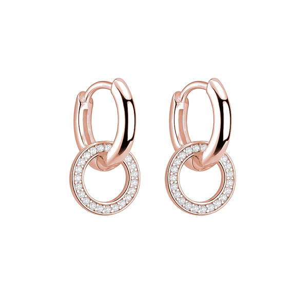 Rose gold cubic zirconia circle hoop earrings