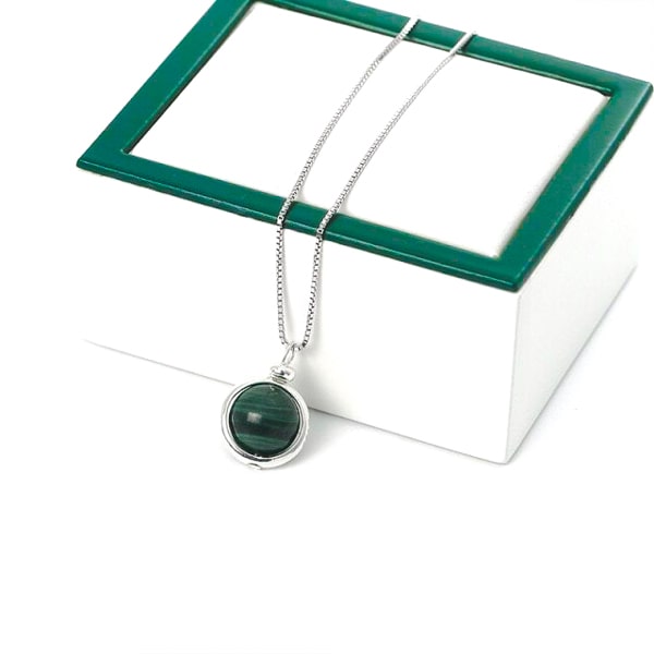 Green malachite pendant necklace closeup image