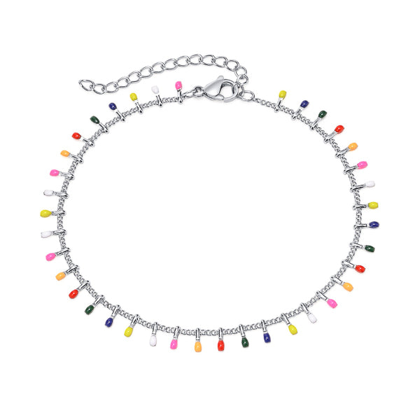 Multicolor charm anklet
