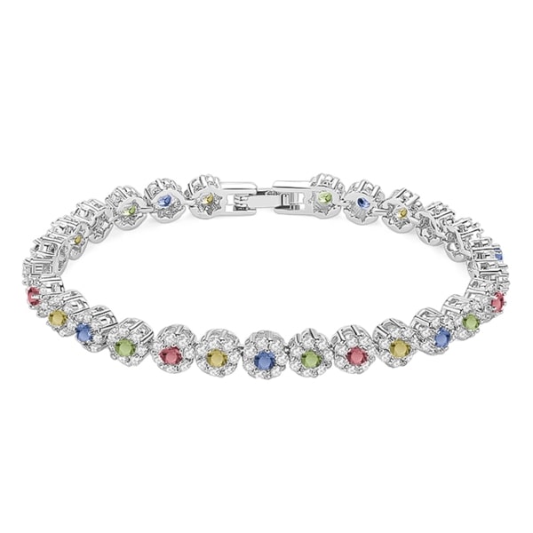 Multicolor halo crystal bracelet