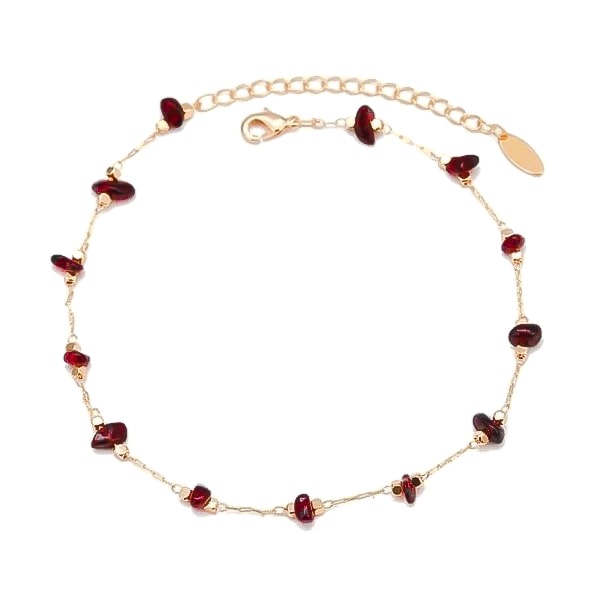 Natural garnet stone anklet