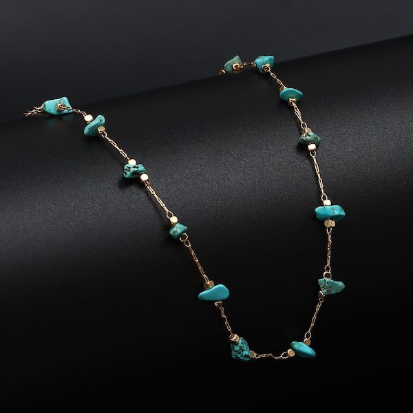 Natural turquoise bead anklet