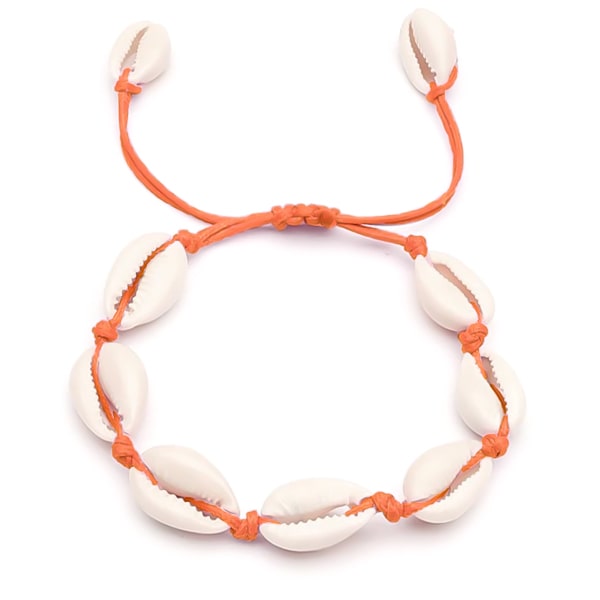 Orange cowrie shell anklet