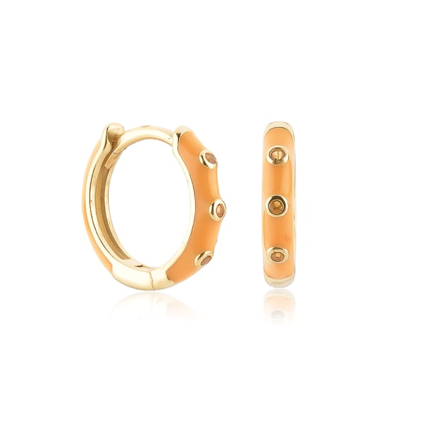 Orange enamel mini hoop earrings