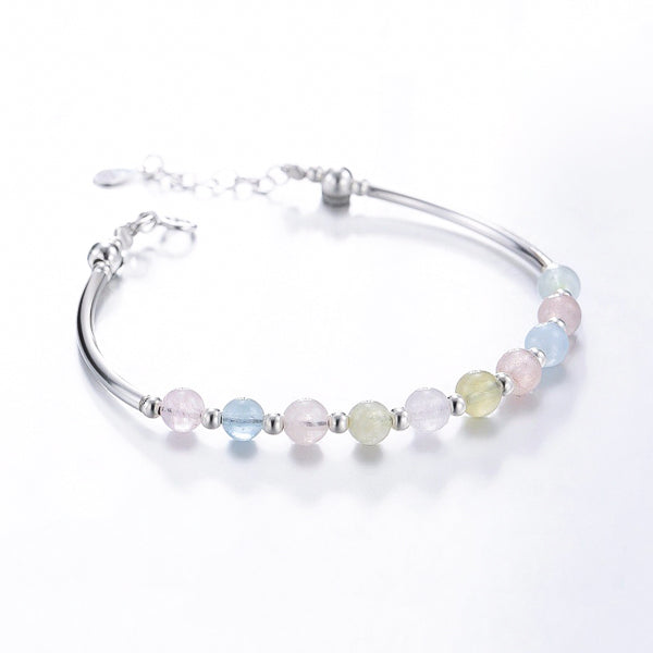 Pastel crystal bead bangle bracelet details