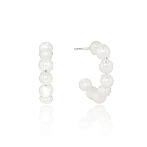 Pearl open hoop earrings