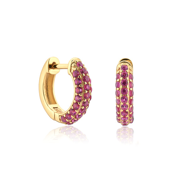 Pink cubic zirconia pavé mini hoop earrings