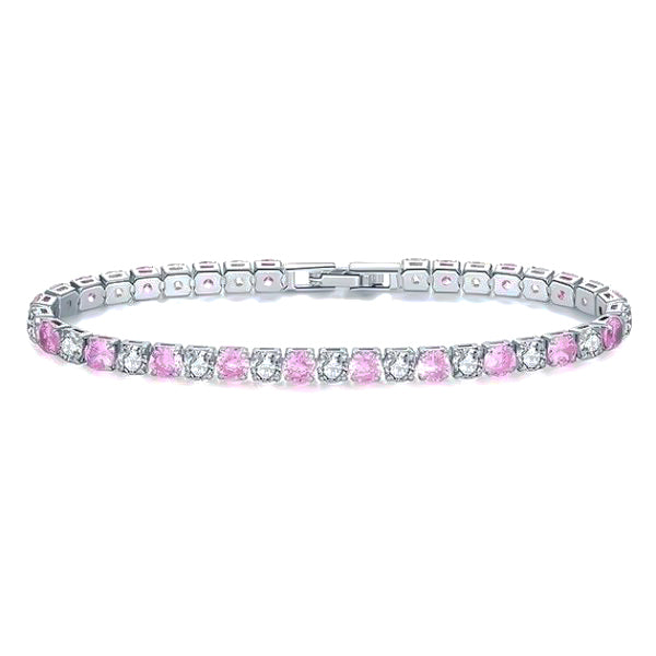 Pink cubic zirconia tennis bracelet