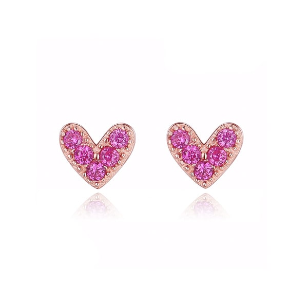 Pink crystal heart stud earrings