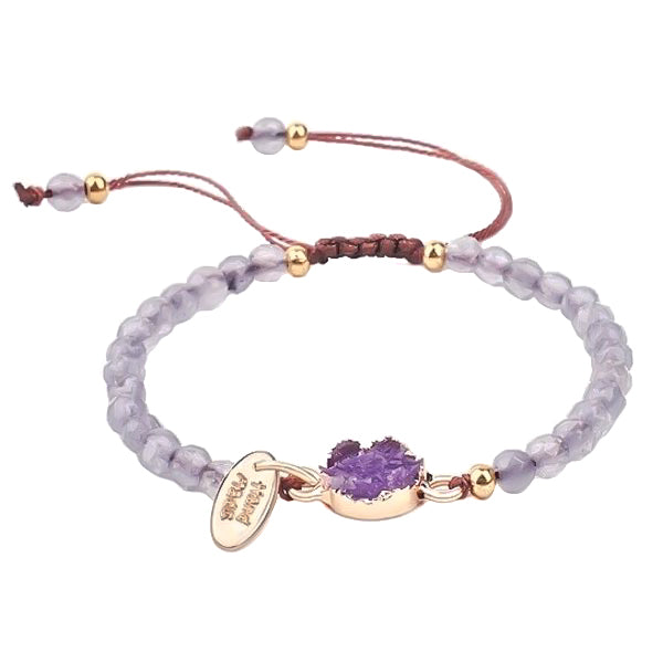 Purple beaded amethyst geode bracelet