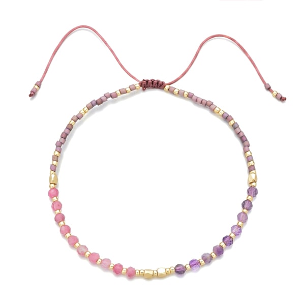 Purple and gold small beaded bracelet