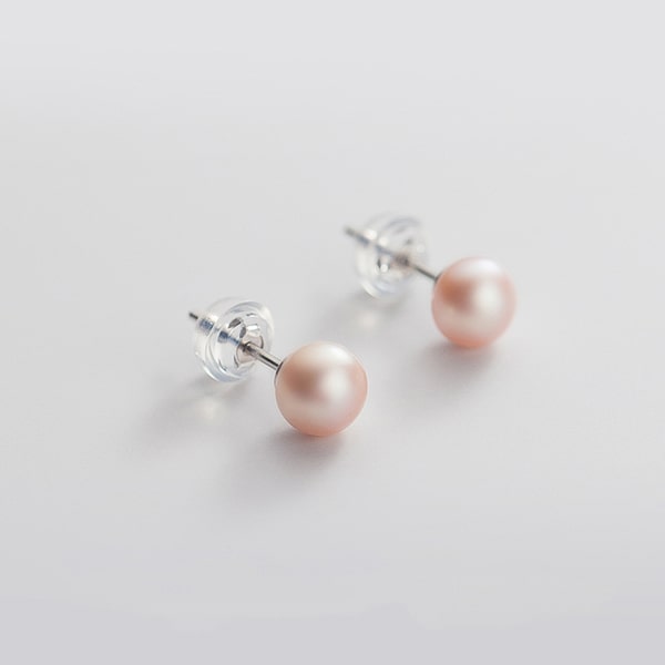 Purple pearl stud earrings details