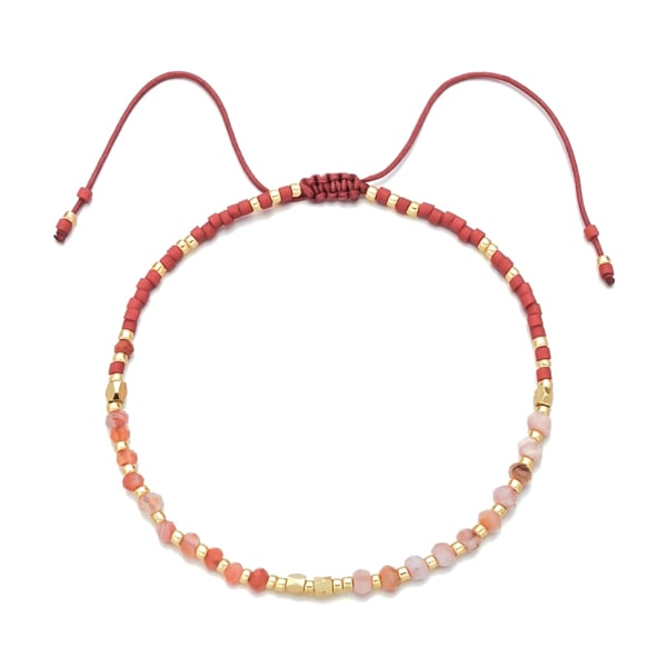 Red and gold small beaded bracelet
