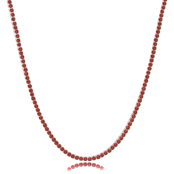 Silver red tennis choker necklace