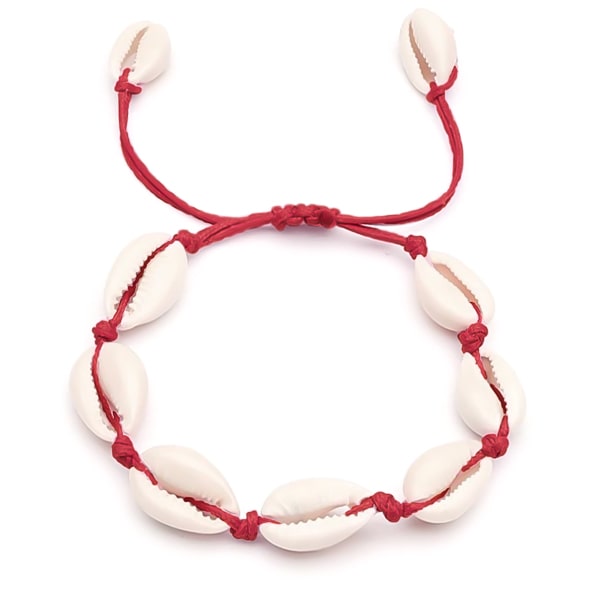 Red cowrie shell anklet
