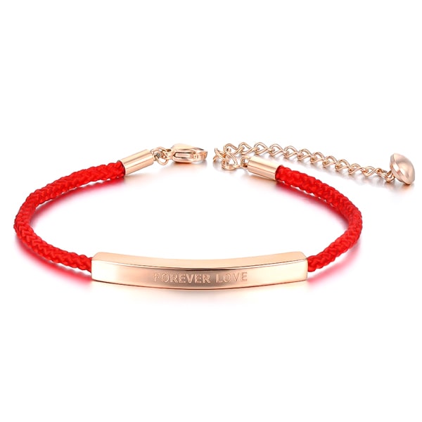 Red rope love bar bracelet