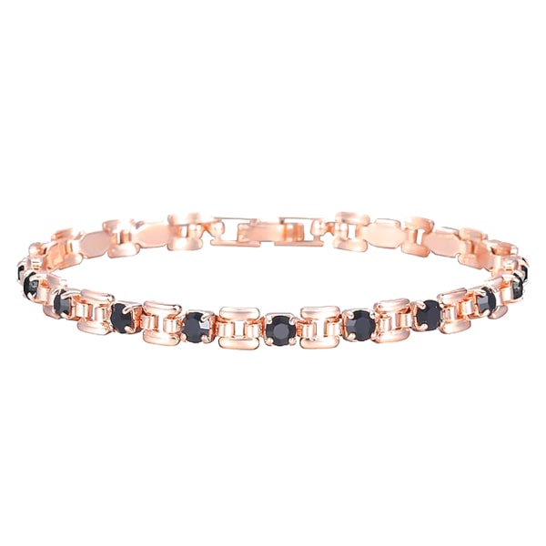 Rose gold bracelet with black crystal stones