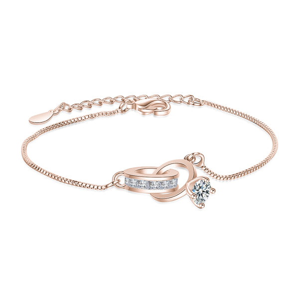 Rose gold engagement wedding ring bracelet