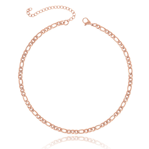 Rose Gold Figaro Choker Necklace