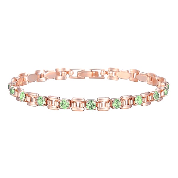 Rose gold bracelet with green crystal stones