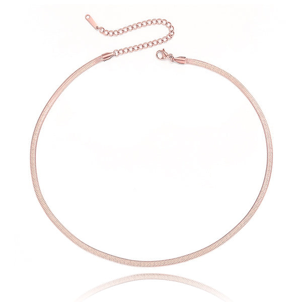 Rose gold herringbone choker necklace