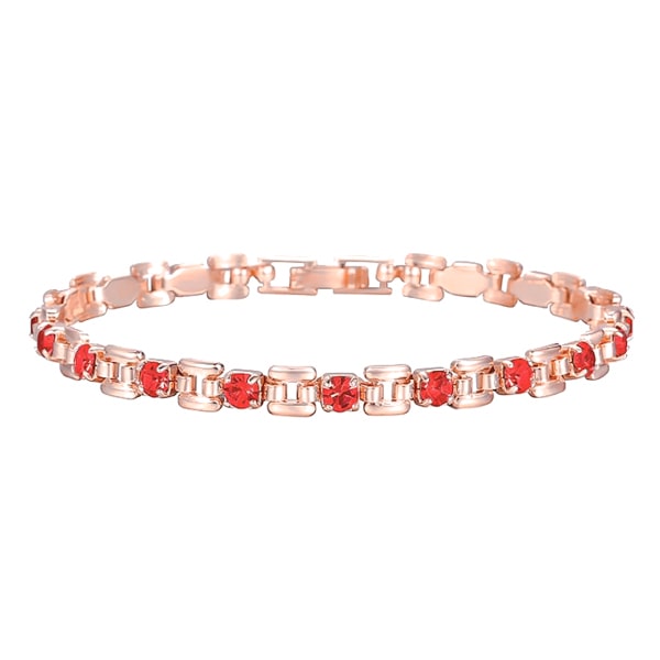 Rose gold bracelet with red crystal stones