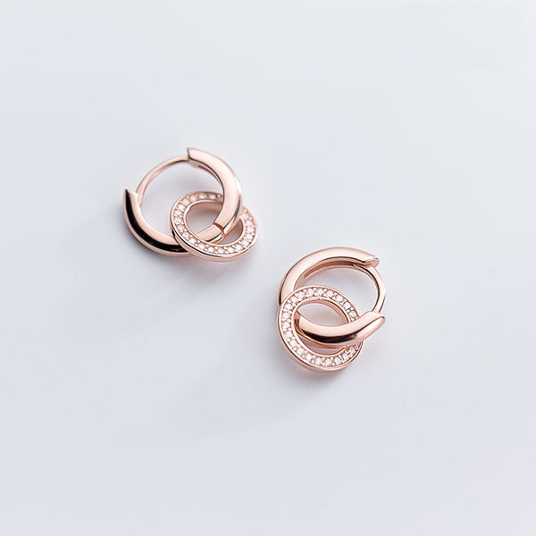 Rose gold vermeil cubic zirconia circle hoop earrings