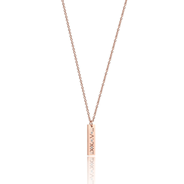 Rose gold Roman bar of wisdom necklace