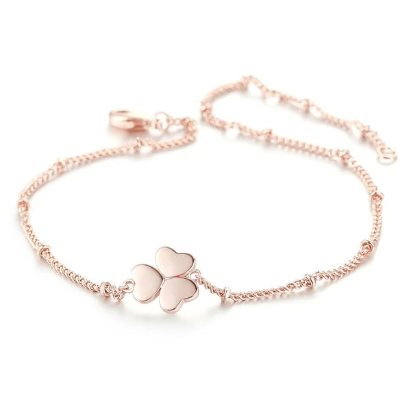 Rose gold four leaf clover bracelet