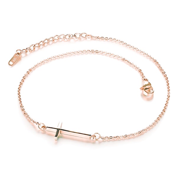 Rose gold cross anklet