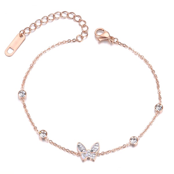 Rose gold crystal butterfly bracelet