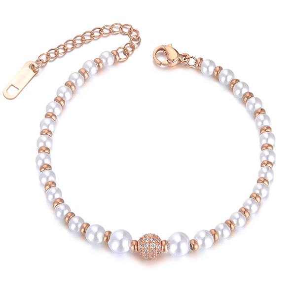 Rose gold crystal pearl bracelet