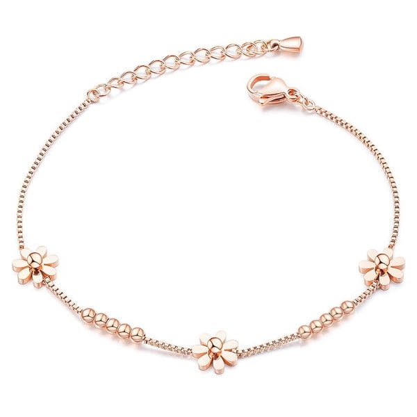 Rose gold daisy flower bracelet