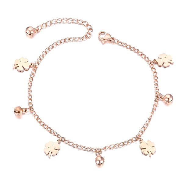 Rose gold four-leaf clover anklet